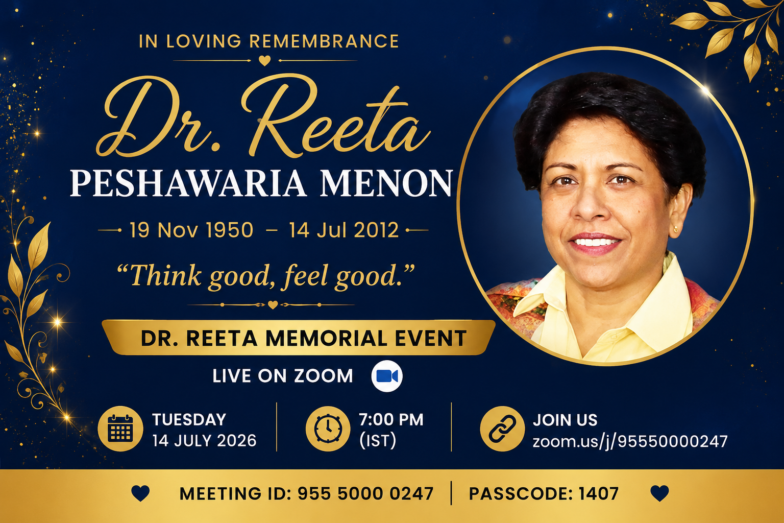 Dr. Reeta Memorial Event – In Loving Remembrance